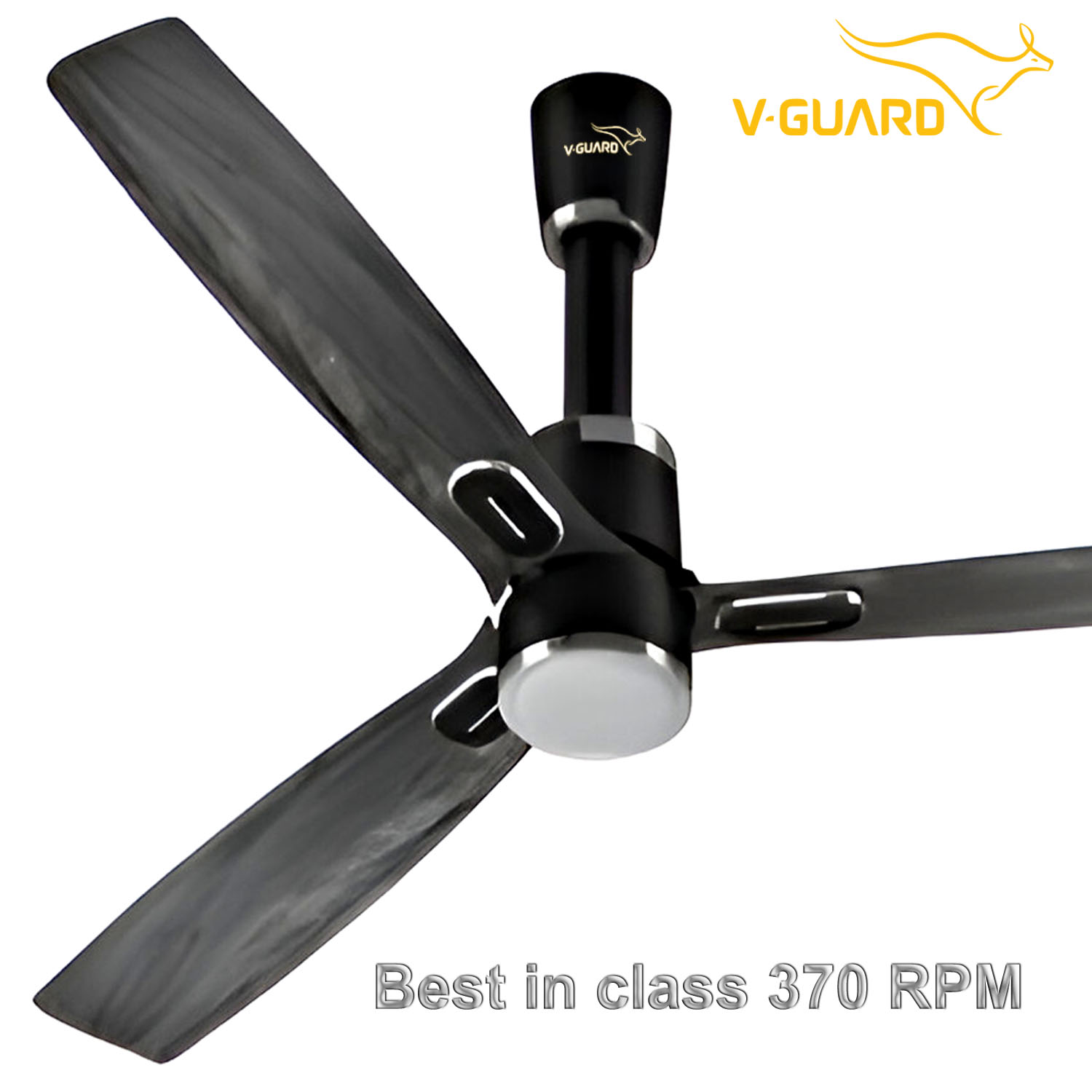V-guard 1200MM BLDC Ceiling Fan with 370 RPM, Timer and Remote, Wooden Black, Airwiz Light V-guard 1200MM BLDC Ceiling Fan with 370 RPM, Timer and Remote, Wooden Black, Airwiz Light