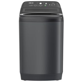 Akai 8 kg fully-Automatic top-load washing machine, 10 fabric care wash programs, Magic Filter with Waterfall and Rust Proof Body, Midnight Black, AFT-80DBHG