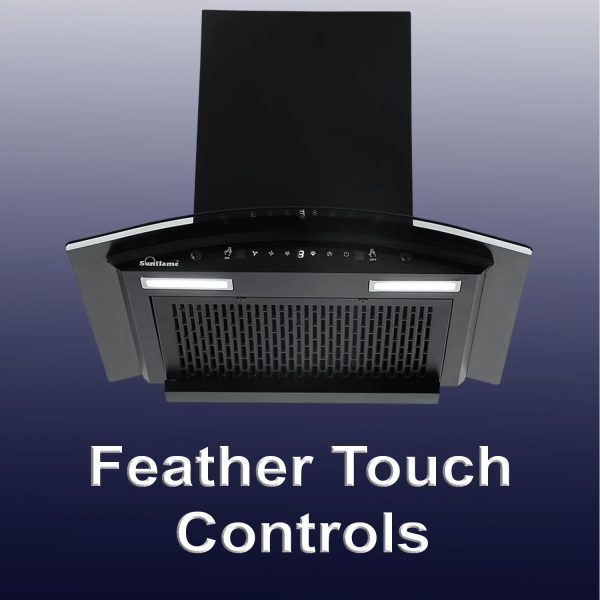 Sunflame 60cm 1250m3/hr Ducted Auto Clean Wall Mounted Chimney with Motion Sensor Control, Black, CH GENIAL PLUS 60 AC
