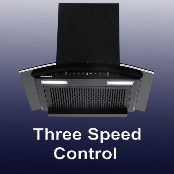 Sunflame 60cm 1250m3/hr Ducted Auto Clean Wall Mounted Chimney with Motion Sensor Control, Black, CH GENIAL PLUS 60 AC