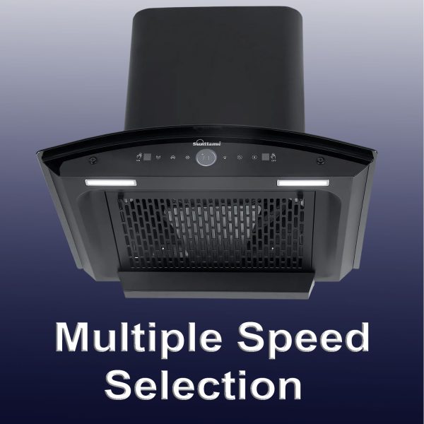 Sunflame 60cm 1400m³/hr Ductless Auto Clean Wall Mounted Chimney with Feather Touch Controls, Black, CH SERENO 60 AC GC BLDC