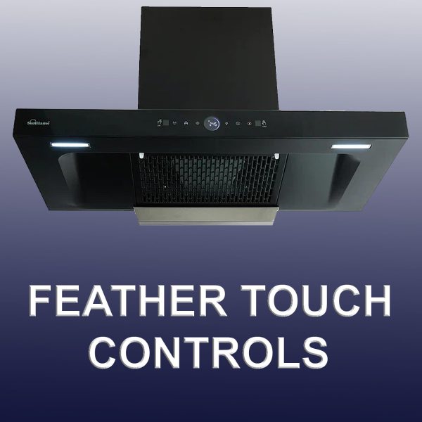 Sunflame 60 cm Wall Mounted Chimney, Feather touch controls, Filterless-Auto sense technology, Black, CH FIORE 60 AC GC BLDC