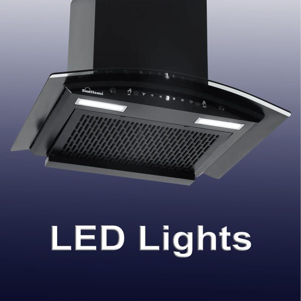 Sunflame 60cm 1250m3/hr Ducted Auto Clean Wall Mounted Chimney with Motion Sensor Control, Black, CH GENIAL PLUS 60 AC