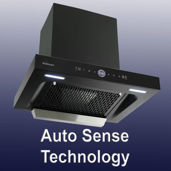 Sunflame 60 cm Wall Mounted Chimney, Feather touch controls, Filterless-Auto sense technology, Black, CH FIORE 60 AC GC BLDC