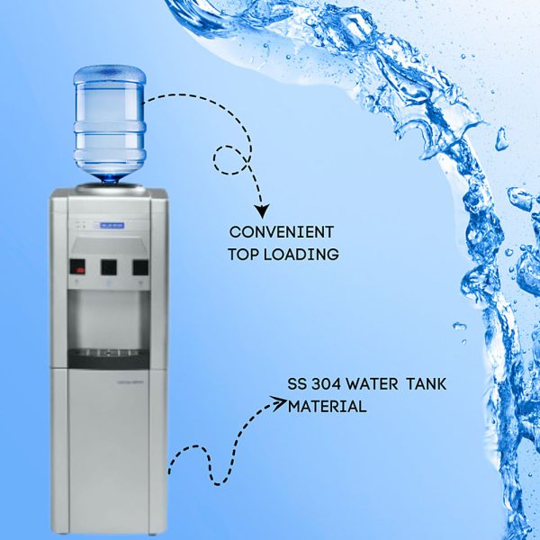 Blue Star GA Series Hot, Cold & Normal 20 Litre Cooling Cabinet Top Load Water Dispenser with Cooling Cabinet, Grey, BWD3FMRGA-G