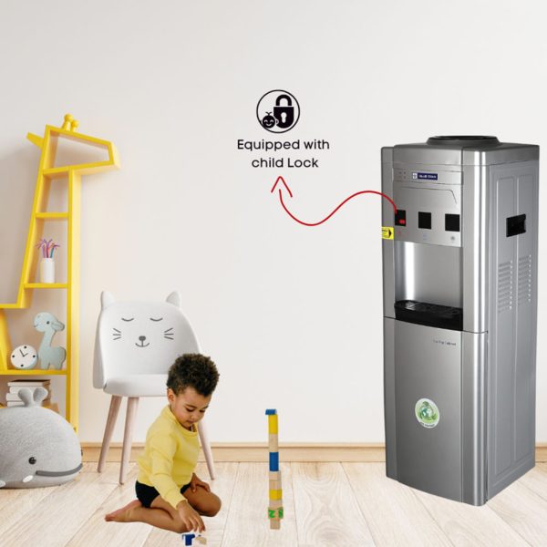 Blue Star GA Series Hot, Cold & Normal 20 Litre Cooling Cabinet Top Load Water Dispenser with Cooling Cabinet, Grey, BWD3FMRGA-G
