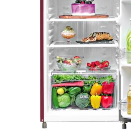 Haier 190L 2 Star Direct Cool Single Door Refrigerator, Large Veg Box, Fast Ice Making, Longer Cooling Retention, Easy Clean Back, Red Voila, HRD-2102CRV-P