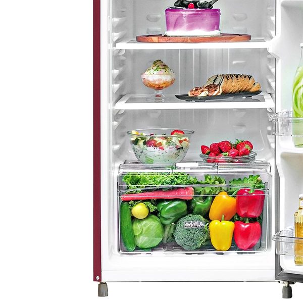 Haier 190L 2 Star Direct Cool Single Door Refrigerator, Large Veg Box, Fast Ice Making, Longer Cooling Retention, Easy Clean Back, Red Voila, HRD-2102CRV-P