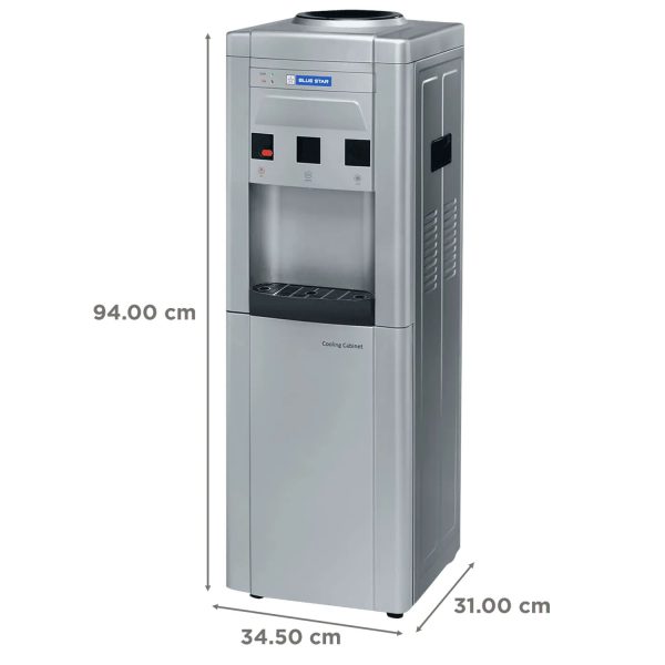 Blue Star GA Series Hot, Cold & Normal 20 Litre Cooling Cabinet Top Load Water Dispenser with Cooling Cabinet, Grey, BWD3FMRGA-G