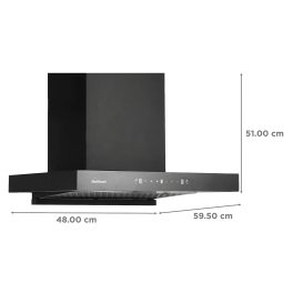Sunflame Ductless Auto Clean Wall Mounted Chimney with Washable Filter, Black, CUPODX60BKACGC
