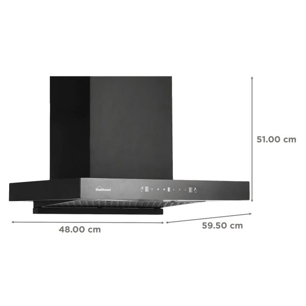 Sunflame Ductless Auto Clean Wall Mounted Chimney with Washable Filter, Black, CUPODX60BKACGC