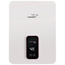V-GUARD 5.5 kW Tankless Vertical Instant Water Heater, 8 Bar High-pressure compatibility, Digital display, White, Contino