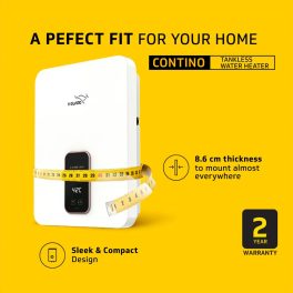 V-GUARD 5.5 kW Tankless Vertical Instant Water Heater, 8 Bar High-pressure compatibility, Digital display, White, Contino