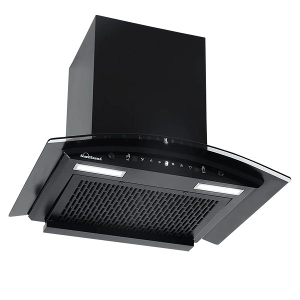 Sunflame 60cm 1250m3/hr Ducted Auto Clean Wall Mounted Chimney with Motion Sensor Control, Black, CH GENIAL PLUS 60 AC