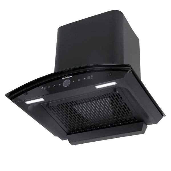 Sunflame 60cm 1400m³/hr Ductless Auto Clean Wall Mounted Chimney with Feather Touch Controls, Black, CH SERENO 60 AC GC BLDC
