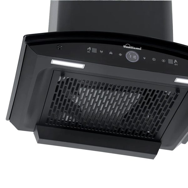 Sunflame 60cm 1400m³/hr Ductless Auto Clean Wall Mounted Chimney with Feather Touch Controls, Black, CH SERENO 60 AC GC BLDC