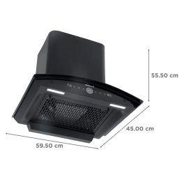 Sunflame 60cm 1400m³/hr Ductless Auto Clean Wall Mounted Chimney with Feather Touch Controls, Black, CH SERENO 60 AC GC BLDC