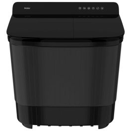 Haier 14 Kg 5 Star Semi Automatic Top Load Washing Machine with Toughened Glass and Soft Fall Technology, Anti Bacterial Vortex Pulsator, Magic Filter, Anti Rat Mesh, Castors, Black, HTW140-178BK