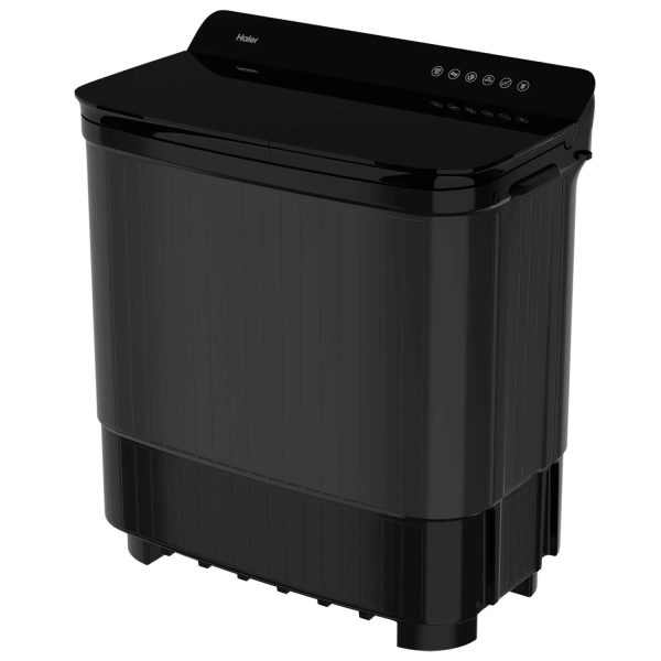 Haier 14 Kg 5 Star Semi Automatic Top Load Washing Machine with Toughened Glass and Soft Fall Technology, Anti Bacterial Vortex Pulsator, Magic Filter, Anti Rat Mesh, Castors, Black, HTW140-178BK