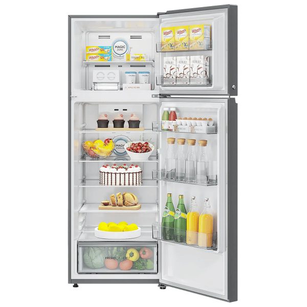 Haier 328 L 2 Star Frost Free Top Mount Double Door Refrigerator, 10-in-1 Convertible, Triple Inverter & Dual Fan Motor Technology, Twist Ice Maker, Nickel Steel, HRF-3782BNS-P