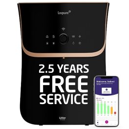 Livpure 6.5 litres Smart Water Purifier, RO+UV+UF+CU+ALK+MIN, 2.5 Year No Service Cost- Filters Included, WiFi Enabled, TDS Display, 10 Stage Filtration, Black, Lotier AIOT