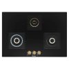 Bosch Series 6 Built in Gas Hob Black Tempered glass 3 Burner Auto Ignition, 75 cm True Brass 2D Ring Burners with Matt Black Heat Shields-Cast Iron pan supports, Black, PND7B6F20I