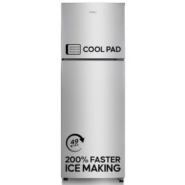 Haier 240L 2 Star Frost Free Top Mount Double Door Refrigerator, Cool Pad, 200% Faster Ice Making in 49 Minutes, Twin Energy Saving Modes, Moon Silver, HRF-2902EMS-P