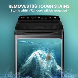 Haier Smart Choice 10.5 kg 5 Star Inbuilt Butterfly heater, Oceanus Wave Drum Washing Machine Fully Automatic Top Load, Black, HWM105-H688BK