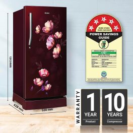 Haier 190 Litre 5 Star Single Door With Base Drawer Refrigerator, One Hour Icing Technology and Stabilizer Free Operation, Red Ivy, HRD-2105EPRI-P
