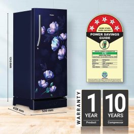 Haier 190 Litre 5 Star Single Door With Base Drawer Refrigerator, One Hour Icing Technology and Stabilizer Free Operation, Mirine Ivy, HRD-2105EPMI-P