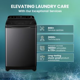 Haier Smart Choice 10.5 kg 5 Star Inbuilt Butterfly heater, Oceanus Wave Drum Washing Machine Fully Automatic Top Load, Black, HWM105-H688BK