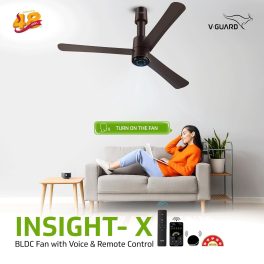 V-Guard 5-Star Premium 1200mm BLDC Ceiling Fan with loT & Remote, 6 Speed Settings, LED Speed Indicator, High-Speed Copper Motor, Elegance Brown Matt, Insight-X