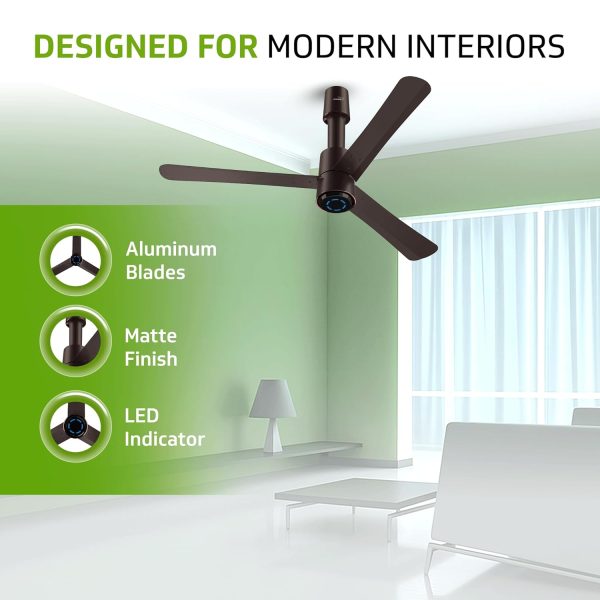 V-Guard 5-Star Premium 1200mm BLDC Ceiling Fan with loT & Remote, 6 Speed Settings, LED Speed Indicator, High-Speed Copper Motor, Elegance Brown Matt, Insight-X