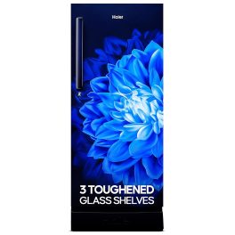 Haier 190L 5 Star Direct Cool Single Door Refrigerator With Base Drawer, 3 Toughened Glass Shelves, Fast Ice Making in Just 60 minutes, Large Veg Box, Easy Clean Back, Marine Dahelia, HRD-2105PMD-P