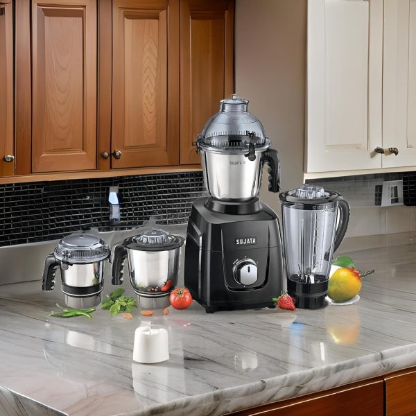 Sujata 1000 Watt 4 Jar Mixer Grinder with Pulse Action, Unbreakable Handle and Coconut Milk Extractor, MG03