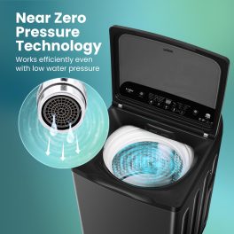 Haier Smart Choice 10.5 kg 5 Star Inbuilt Butterfly heater, Oceanus Wave Drum Washing Machine Fully Automatic Top Load, Black, HWM105-H688BK