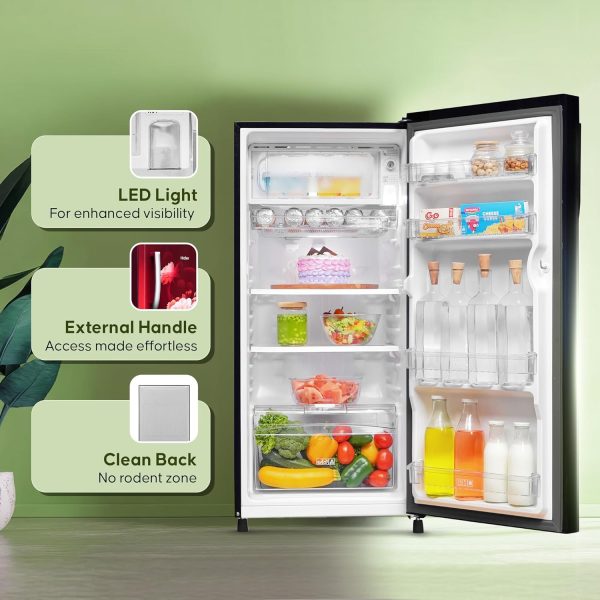 Haier 190L 2 Star Direct Cool Single Door Refrigerator, Large Veg Box, Fast Ice Making, Longer Cooling Retention, Easy Clean Back, Red Voila, HRD-2102CRV-P