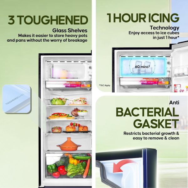 Haier 190L 5 Star Direct Cool Single Door Refrigerator With Base Drawer, 3 Toughened Glass Shelves, Fast Ice Making in Just 60 minutes, Large Veg Box, Easy Clean Back, Marine Dahelia, HRD-2105PMD-P