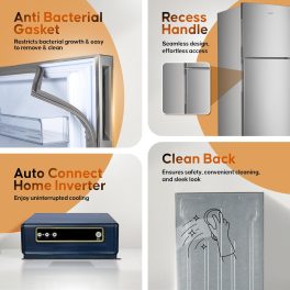 Haier 240L 2 Star Frost Free Top Mount Double Door Refrigerator, Cool Pad, 200% Faster Ice Making in 49 Minutes, Twin Energy Saving Modes, Moon Silver, HRF-2902EMS-P