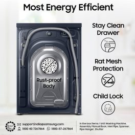 SAMSUNG 9 kg 5 Star Wi-Fi Inverter Fully Automatic Front Load Washing Machine, Energy Mode, Navy, WW90FG4U04ASTL