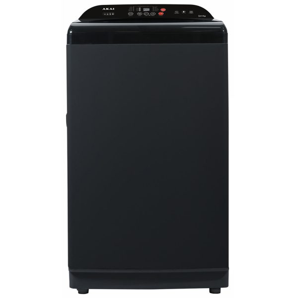 Akai 8Kg fully-Automatic top-load washing machine, Built-in heater with One Touch Spin Function, Magic Filter with Waterfall and Rust Proof Body, Midnight Black, AFT-DBG-H