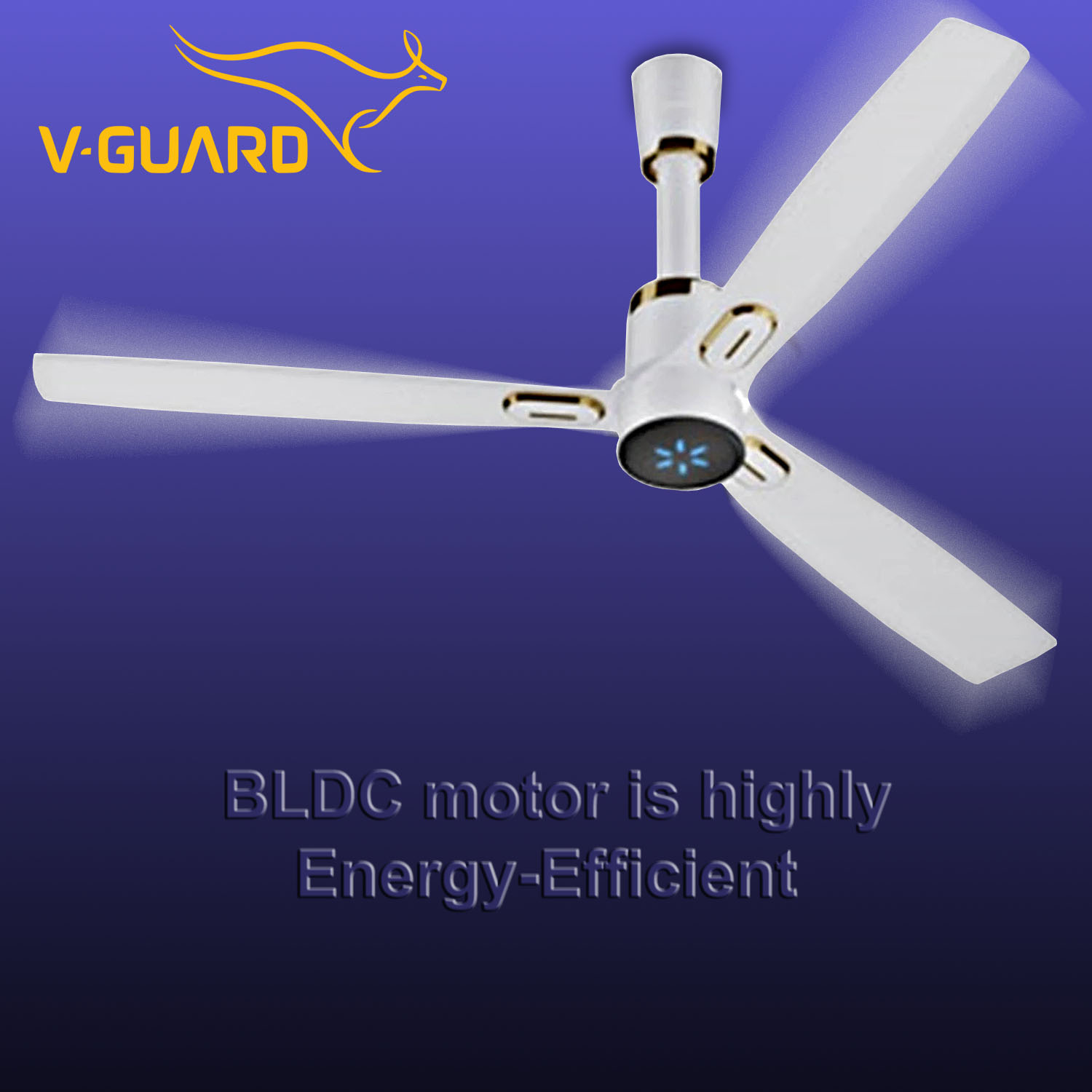V-Guard 5 Star 1200 mm Premium High Speed Ceiling Fan, (48) 370 RPM with 3 Year Warranty BLDC Motor with Remote, Blossom White, Airwiz Prime V-Guard 5 Star 1200 mm Premium High Speed Ceiling Fan, (48) 370 RPM with 3 Year Warranty BLDC Motor with Remote, Blossom White, Airwiz Prime