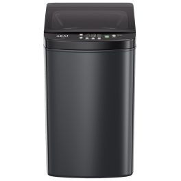 Akai 7.5 kg fully-Automatic top-load washing machine, Multi wash programs, LID Type Glass, Magic Filter with Waterfall and Rust Proof Body, Mid Black, AFT-75DBPG