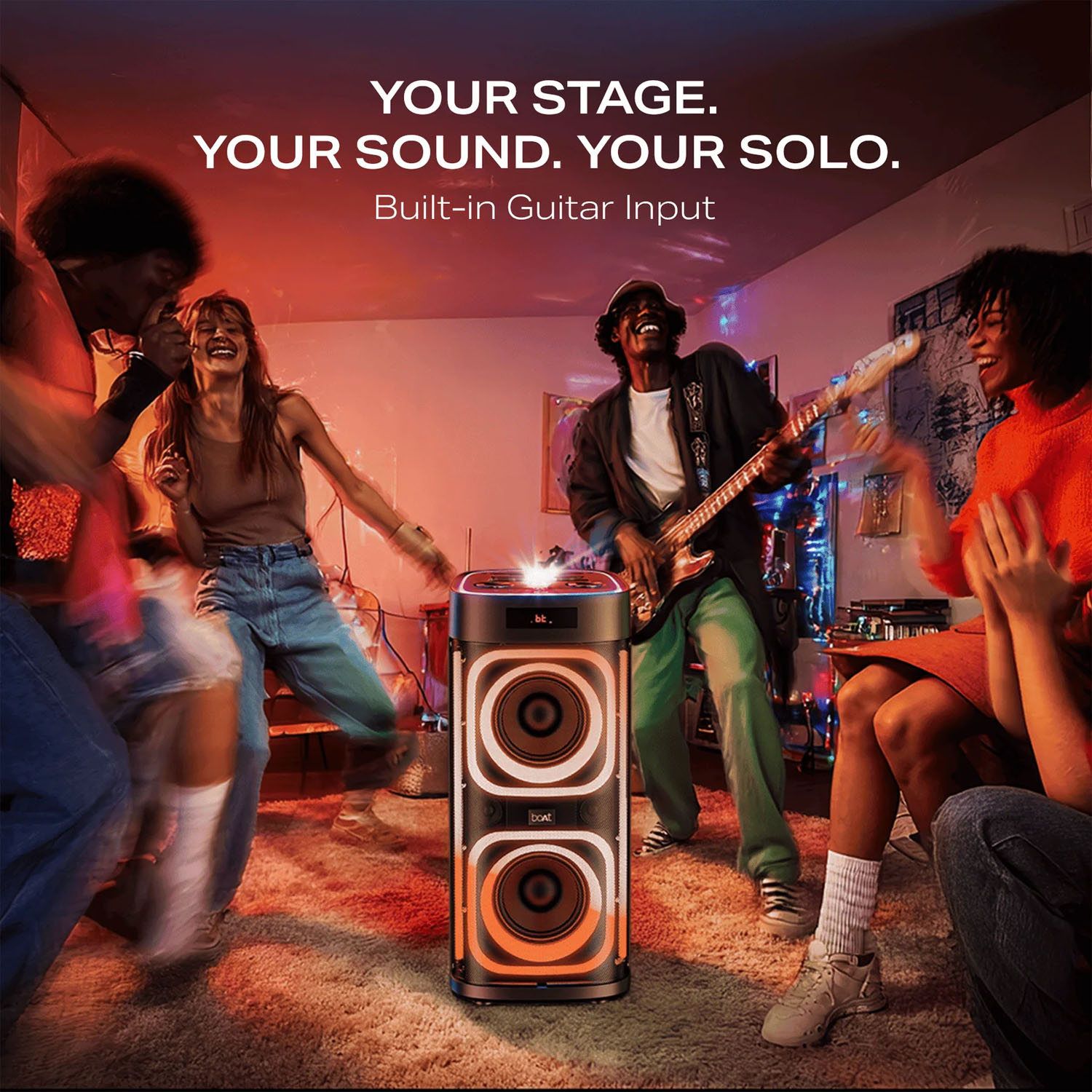 boAt Bluetooth Speaker with 300W Sound, RGB Lights, 6 Hours Playback, Karaoke & TWS, Black, PartyPal 700 boAt Bluetooth Speaker with 300W Sound, RGB Lights, 6 Hours Playback, Karaoke & TWS, Black, PartyPal 700