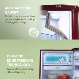 Haier 190L 2 Star Direct Cool Single Door Refrigerator, Large Veg Box, Fast Ice Making, Longer Cooling Retention, Easy Clean Back, Red Voila, HRD-2102CRV-P