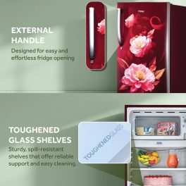 Haier 190L 2 Star Direct Cool Single Door Refrigerator, Large Veg Box, Fast Ice Making, Longer Cooling Retention, Easy Clean Back, Red Voila, HRD-2102CRV-P