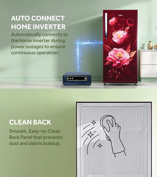 Haier 190L 2 Star Direct Cool Single Door Refrigerator, Large Veg Box, Fast Ice Making, Longer Cooling Retention, Easy Clean Back, Red Voila, HRD-2102CRV-P