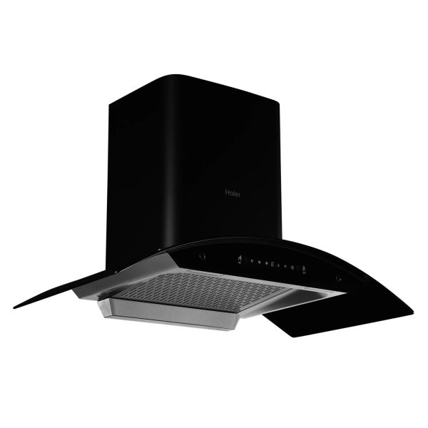 Haier 90CM Auto Clean Curved Glass Chimney with 1200 CMPH, BLDC Motor, Gesture Control and Baffle Filter, Black, hvp-g94dgbgin