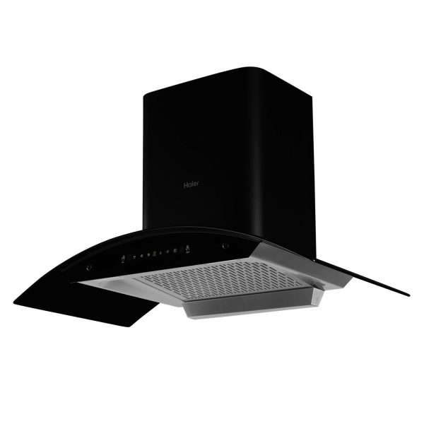 Haier 90CM Auto Clean Curved Glass Chimney with 1200 CMPH, BLDC Motor, Gesture Control and Baffle Filter, Black, hvp-g94dgbgin