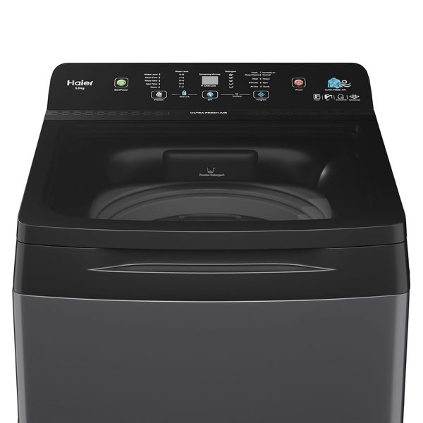 Haier 5 Star 9 Kg Fully Automatic Top Load Washing, 15 Wash Program, Anti Scaling Technology, Oceanus Wave Drum, Toughened glass, Softfall Technology, Dual Magic Filter, Black, HWM90-H688BK